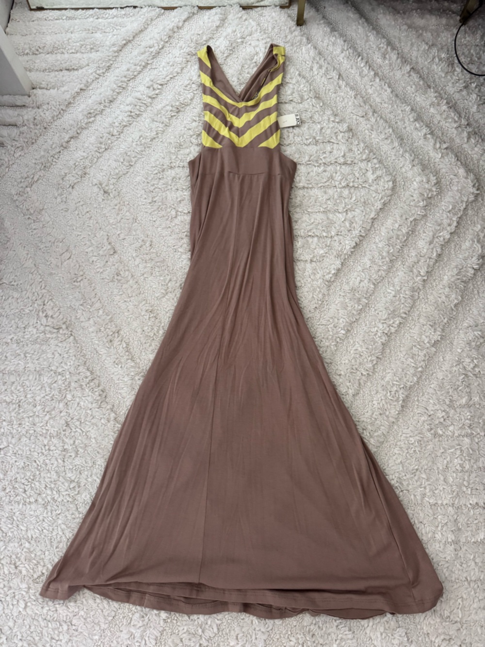 Bar III Brown Maxi Dress with Yellow Accent